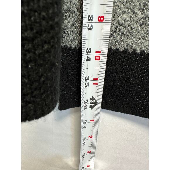 AGB Petite Women ColorBlock Long Line Open Front Cardigan Metalic Med - Picture 6 of 10